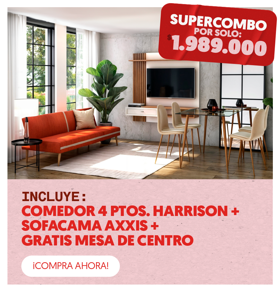 Súper Combo Sofá cama Axxis + Comedor Harrison por $1.989.000