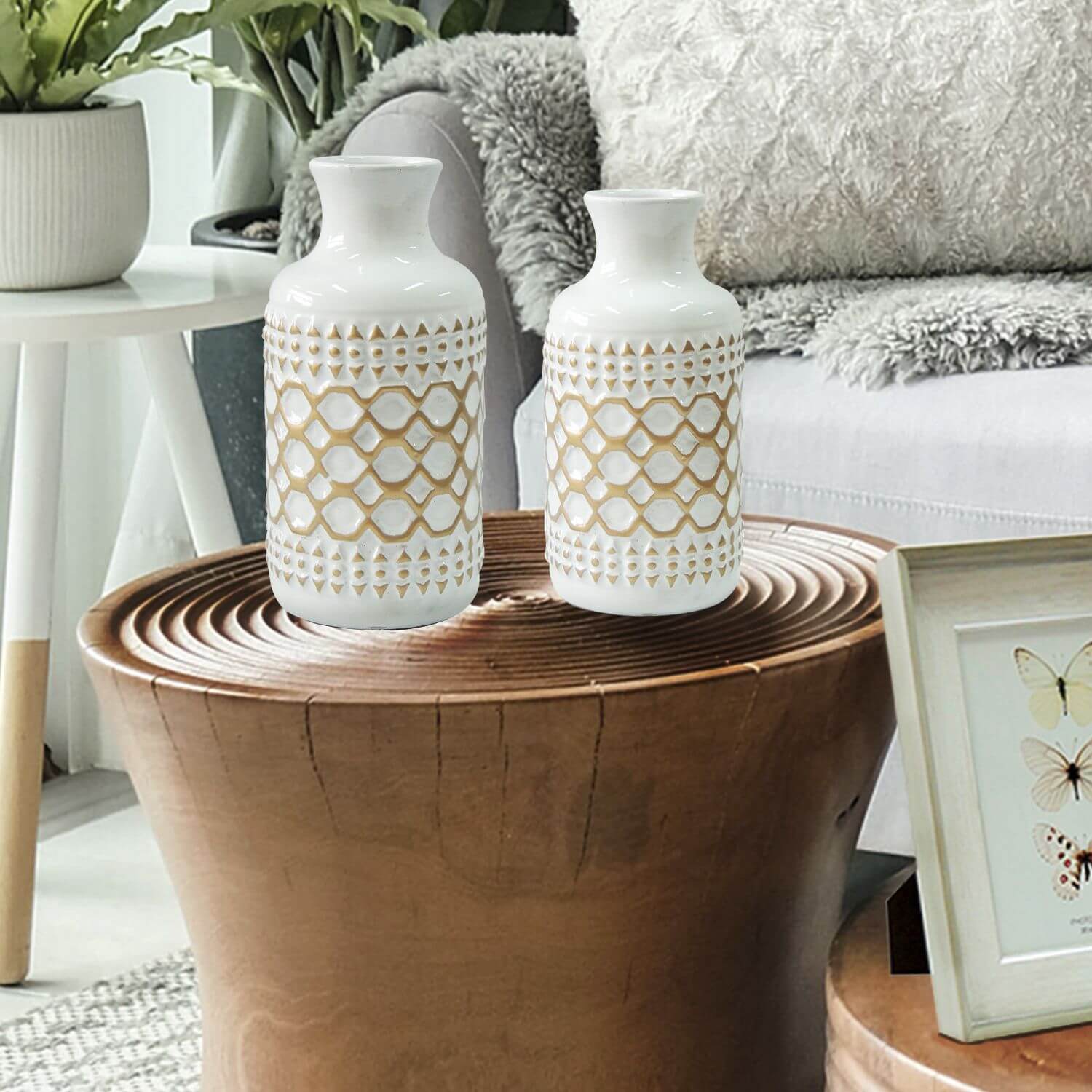 Jarrón cerámica blanco - jarrones para tu hogar
