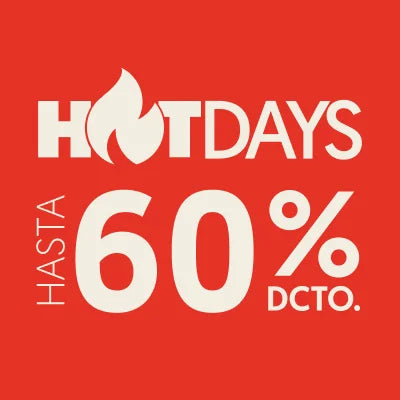 Banner promocional con la oferta: Hot Days, hasta 60% de descuento.