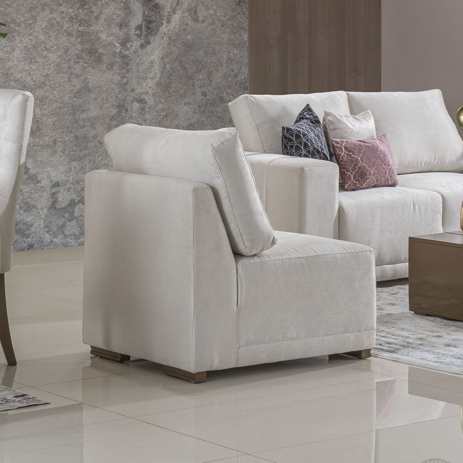 Poltrona Almati  Lino Cadiz Crudo, Bronce