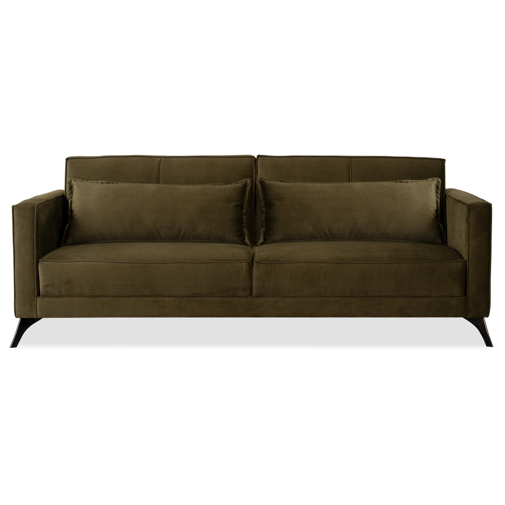 Sofá cama rieli velvet london verde, negro Muebles Jamar